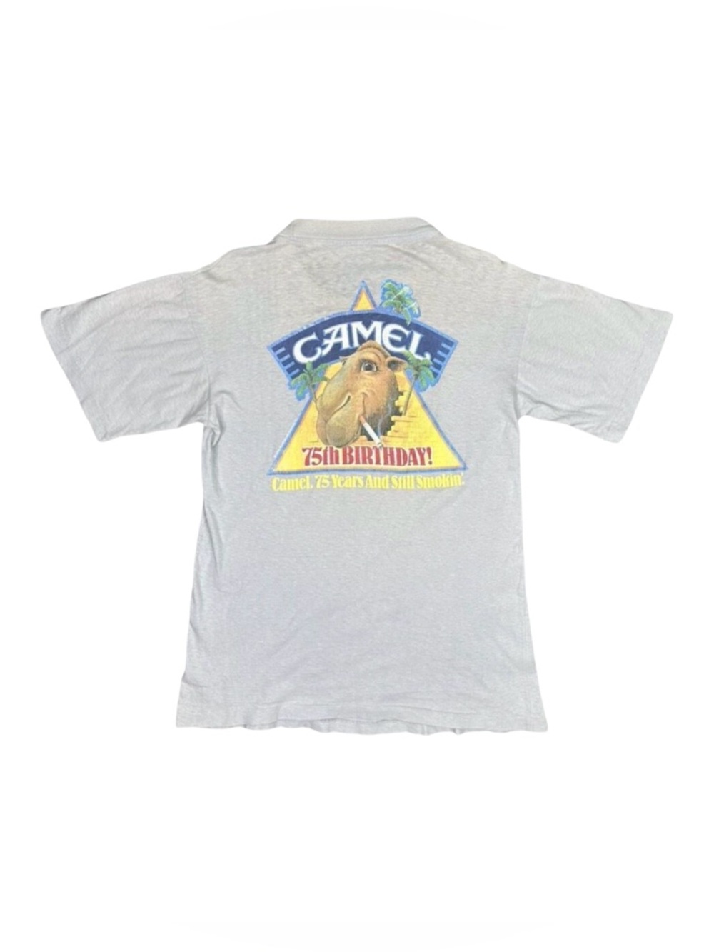 Vintage 1988 Smokin Joe Camel Cigarettes 75th Birthday Single Stitch Pocket Tee